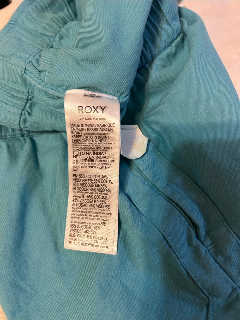 ROXY Juniors M Y2K Aqua Blue Beach Surf Shorts Elastic Waist Drawstring Summer - Picture 4 of 8
